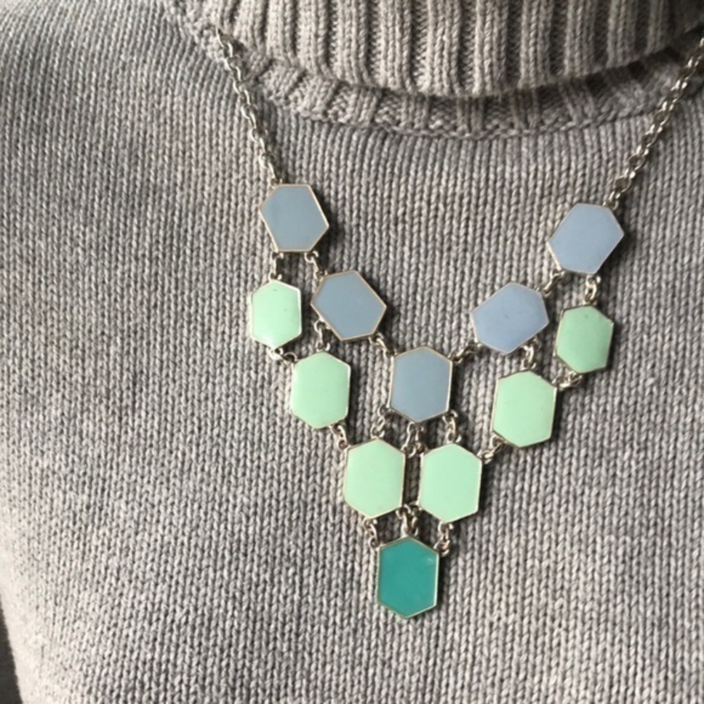 Mint, gray and teal necklace 10” drop